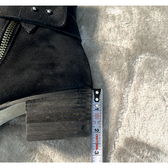 Paul Green Black Leather Nubuck Sheridan Ankle Moto Zip Boots Womens US Size 9 - Picture 8 of 9